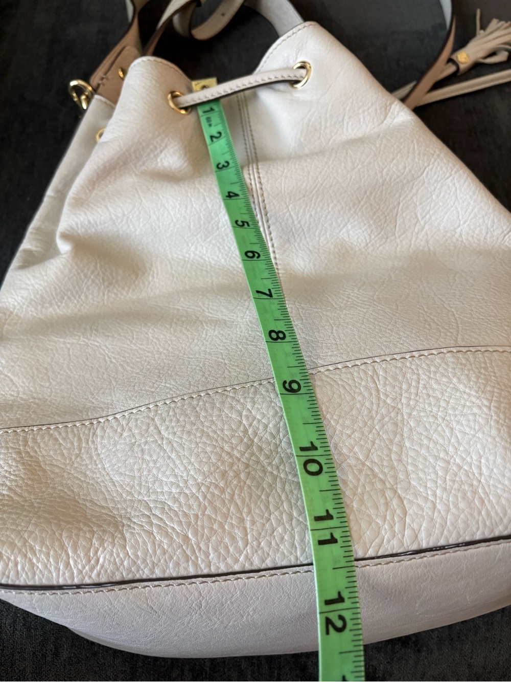 Lands' End Leather Cream Shoulder Bag - Picture 11 of 12